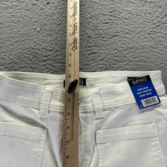 Buffalo David Bitton Brigette Pant Womens 10 White Cotton Crop Wide-Leg Stretch - Picture 3 of 12